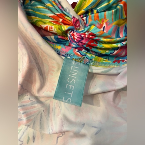 Sunsets Colorful Floral Underwire Bra Tankini Top 36DD - Picture 6 of 7